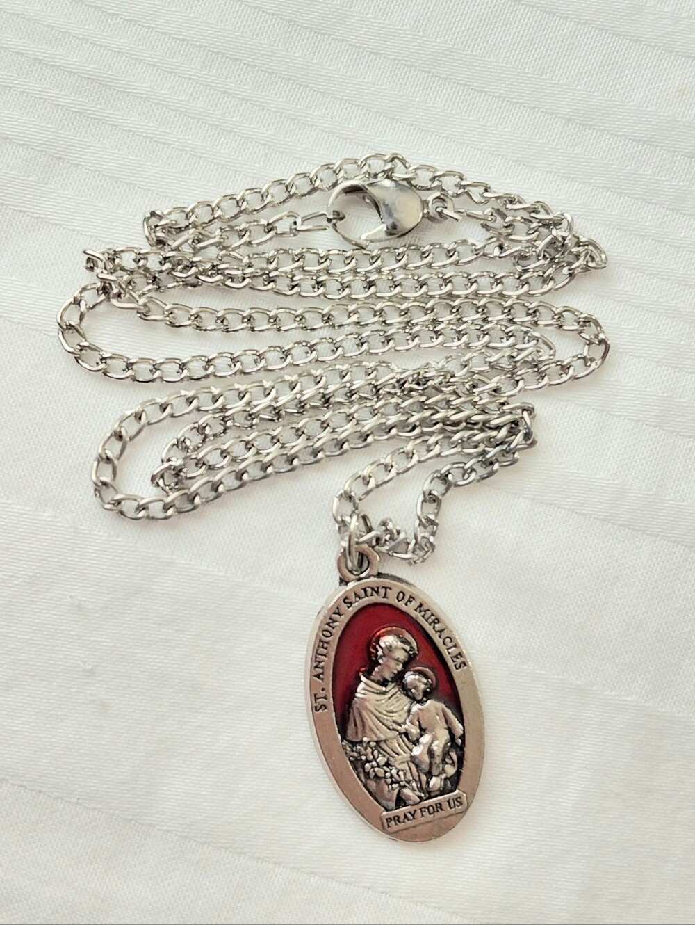 New St Anthony Silver Necklace